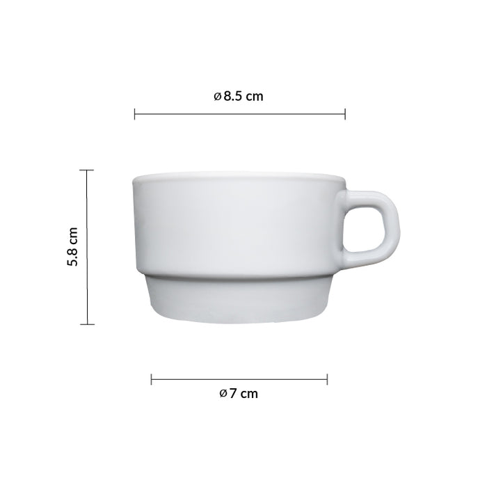 Taza Café Apilable 7 3/8 Oz (217ml) Vidrio Blanco Careware