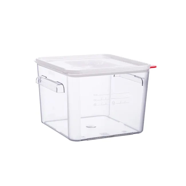 Contenedor Cuadrado C/Tapa Hermetica 12Lt Policarbonato Transparente