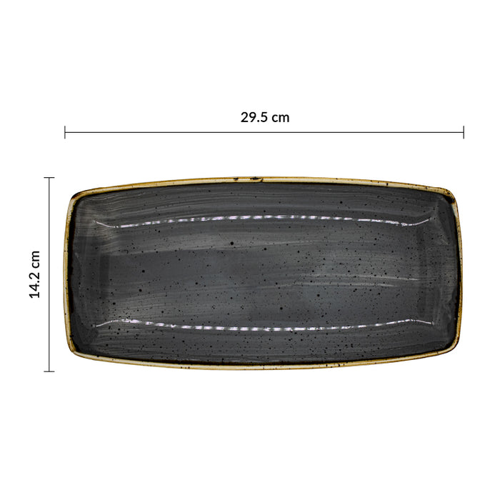 Plato Rectangular 29.5x14.2 cm Peppercorn Grey Stonecast