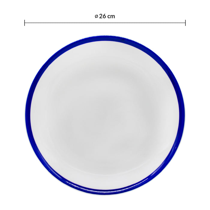 Plato Coupe 26 cm Ceramica Blanco Retro Blue