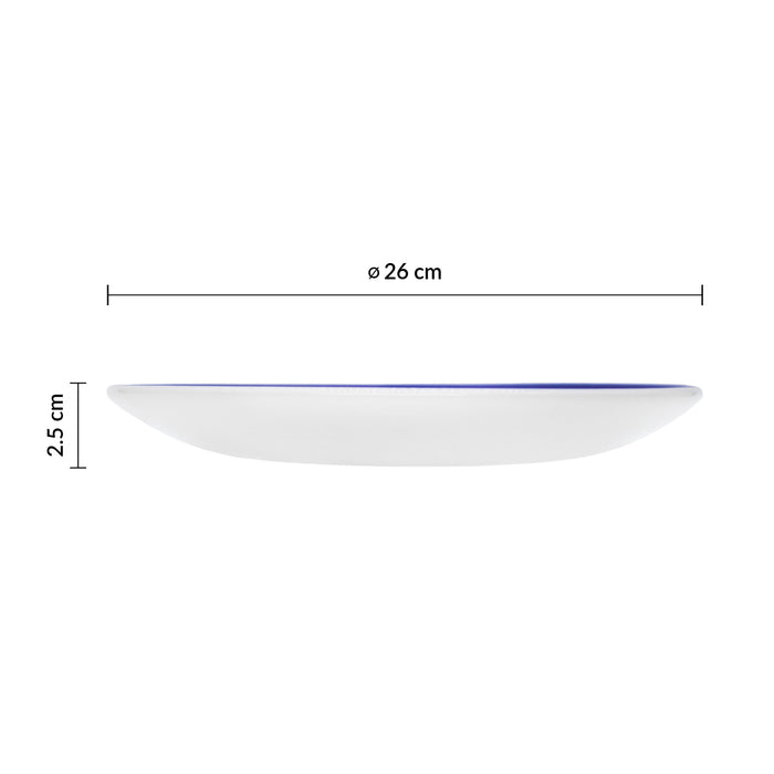 Plato Coupe 26 cm Ceramica Blanco Retro Blue