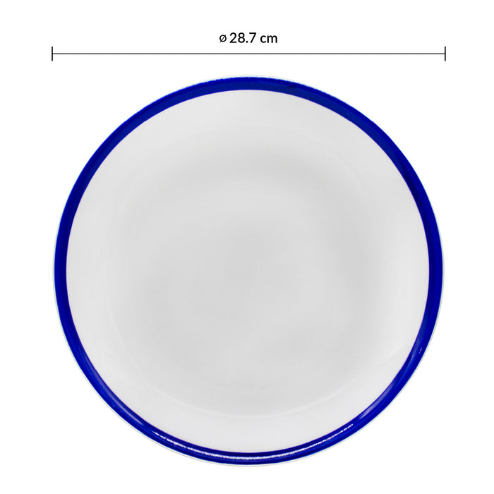 Plato Coupe 28.7 cm Ceramica Blanco Retro Blue