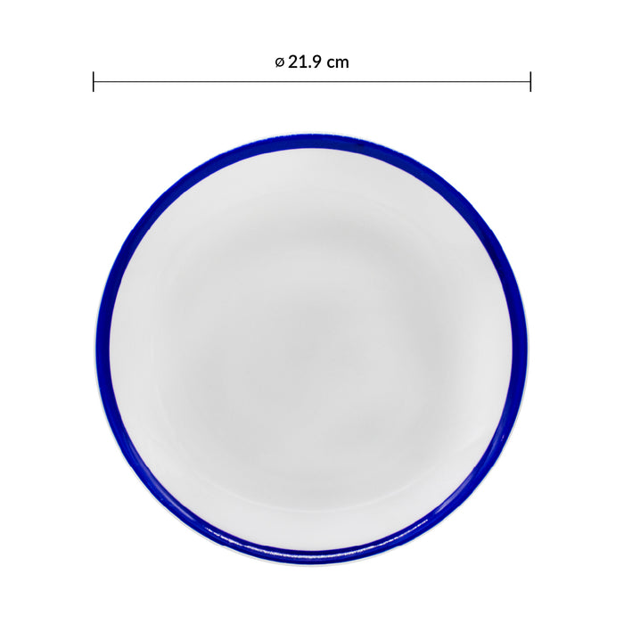 Plato Coupe 21.9 cm Ceramica Blanco Retro Blue
