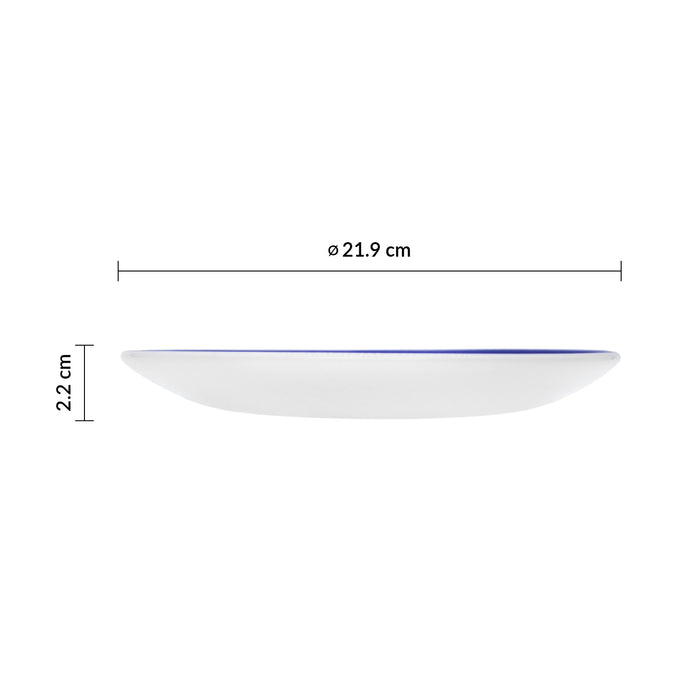 Plato Coupe 21.9 cm Ceramica Blanco Retro Blue
