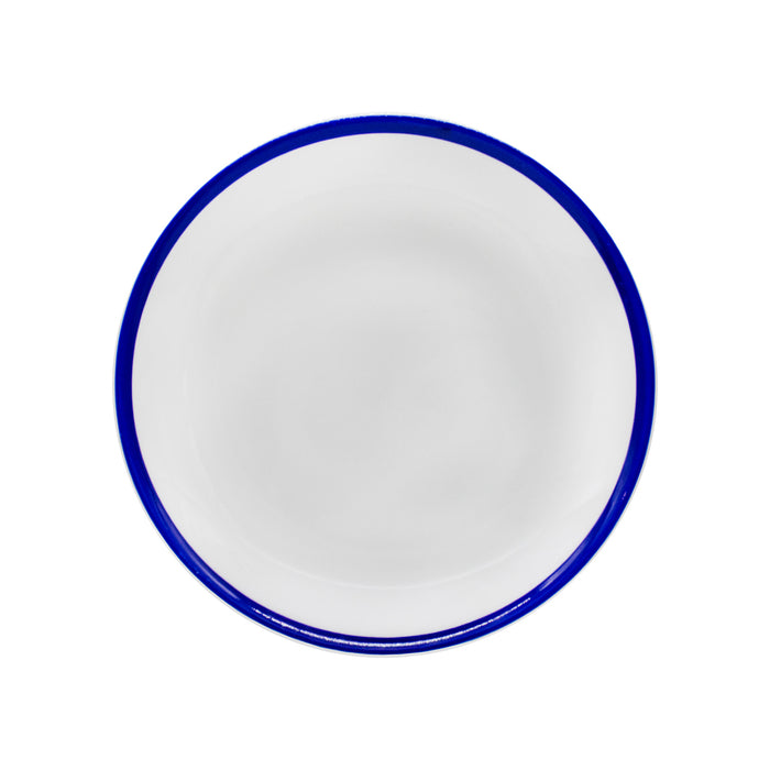 Plato Coupe 21.9 cm Ceramica Blanco Retro Blue