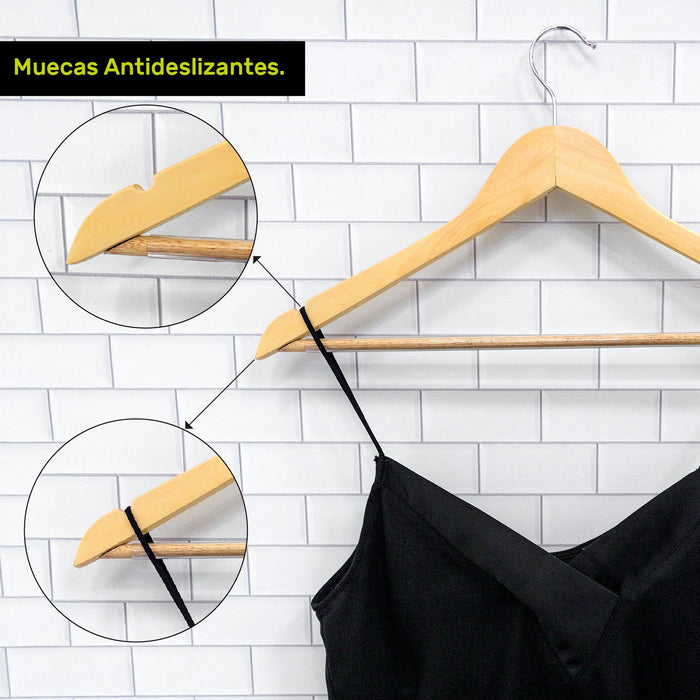 Gancho Madera Plano 1 Cm Color Natural con Baston Antideslizante