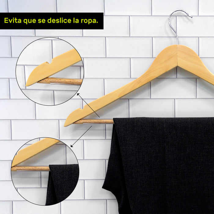 Gancho Madera Plano 1 Cm Color Natural con Baston Antideslizante