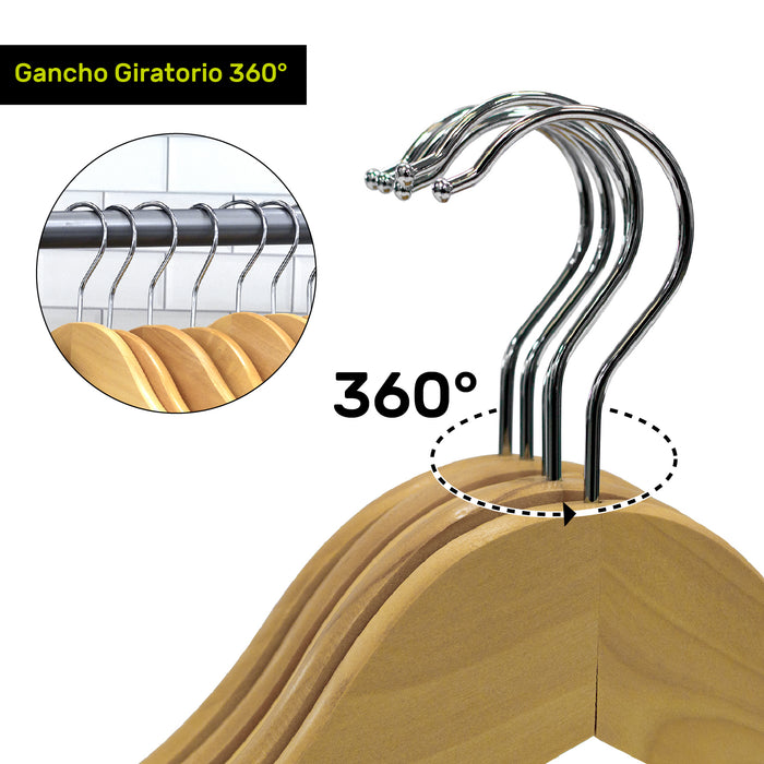 Gancho Madera Plano 1 Cm Color Natural con Baston Antideslizante