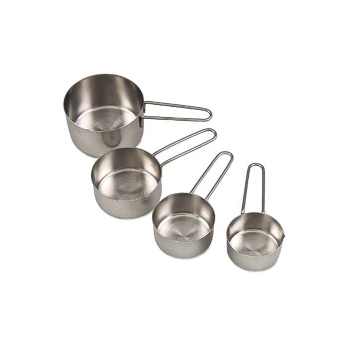Set de 4 Tazas Medidoras Con Mango de Alambre Acero Inoxidable