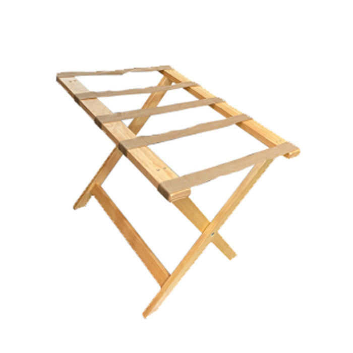 Porta Maletas Plegable Con 5 Correas Nylon Beige 5 Cm Madera Natural
