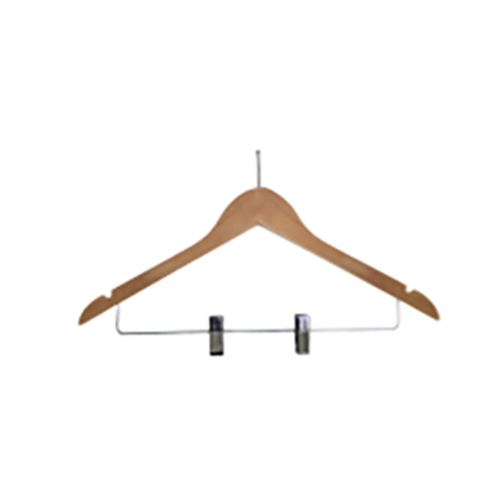 Gancho Madera Plano 1 Cm Cromo Color Natural Con Pinzas Metalicas (Seguridad) Perno