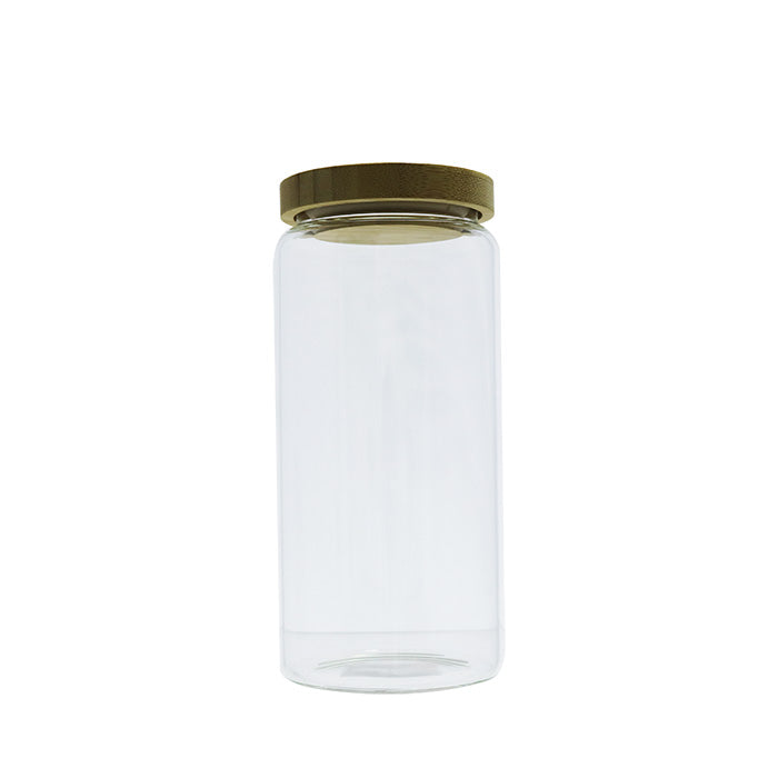 Frasco 1.1 Lt Vidrio Con Tapa De Madera Spezia
