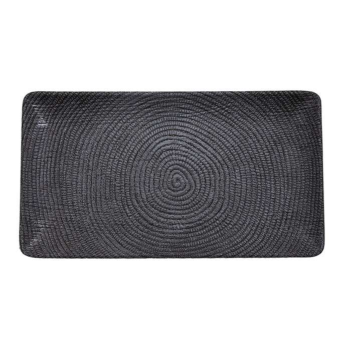 Charola Rectangular 25x14x2.5cm Melamina Negra Lines