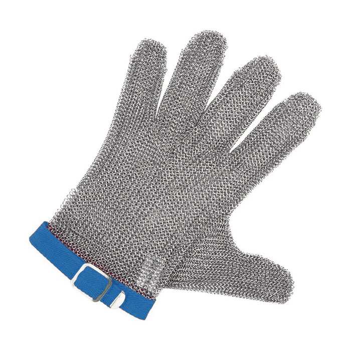 Guante P/Cocina Talla L Acero Inoxidable Muñequera Azul