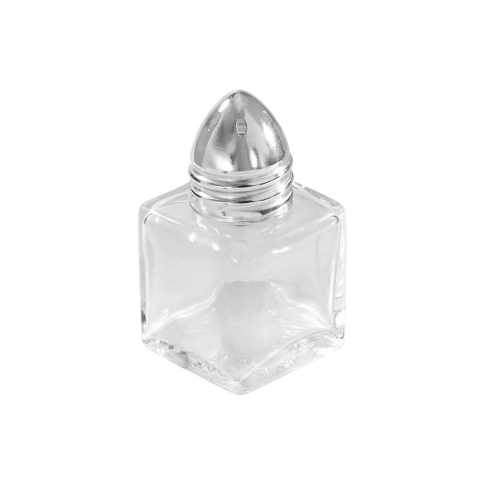 Salero Cuadrado Mini 1/2 Oz (14ml) Vidrio Tapa Acero Inoxidable