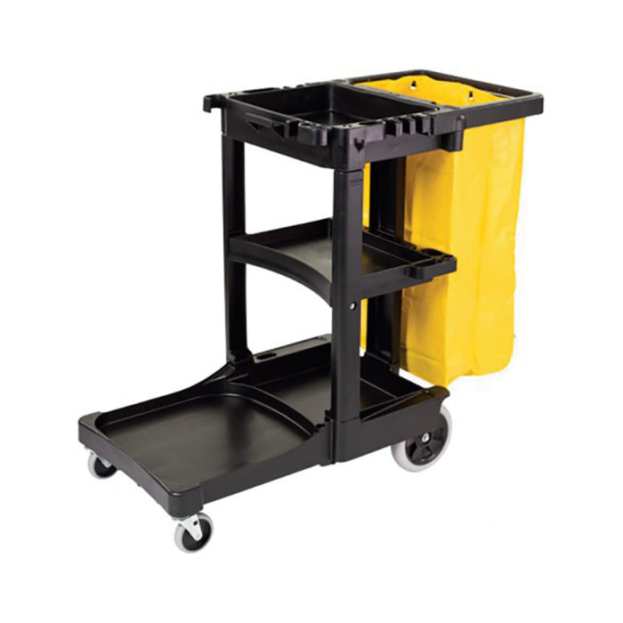 Carro De Limpieza Con Bolsa Amarilla de Vinil Con Cierre 116.8x55.2x97.5cm Plastico Negro