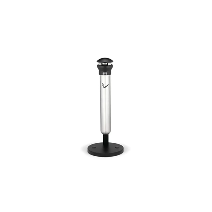 Columna/Contenedor Para Fumadores (Cenicero) 1Mt Acero Inoxidable Tapa Negra