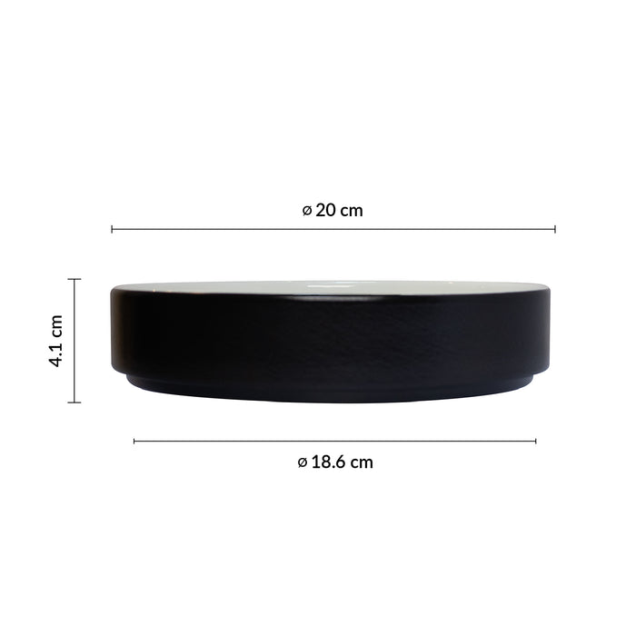 Plato Hondo Apilable 20 cm Blanco/Negro Mate Nordic