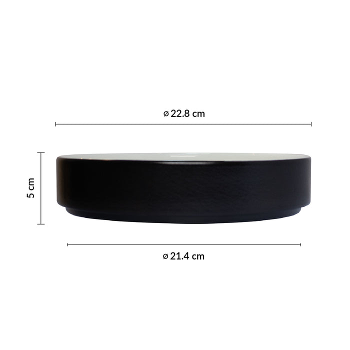 Plato Hondo Apilable 22.8 cm Blanco/Negro Mate Nordic