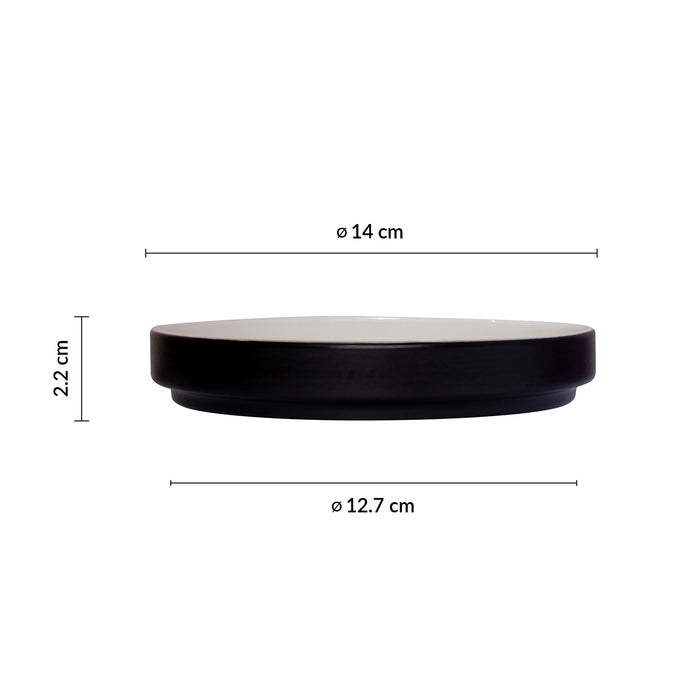 Plato Plano Borde Bajo 14 cm Blanco/Negro Mate Nordic
