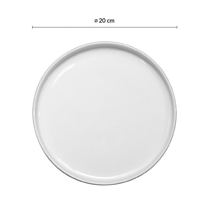 Plato Plano Borde Bajo 20 cm Blanco/Negro Mate Nordic