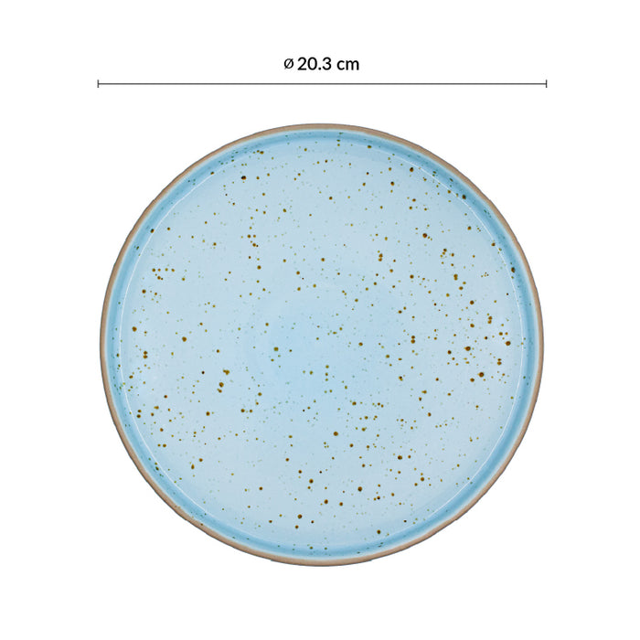 Plato Trinche Con Borde Apilable 20.3 cm Azul Claro Trevone Artisan