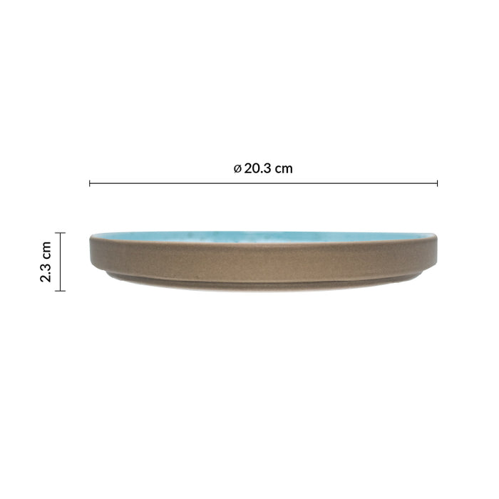 Plato Trinche Con Borde Apilable 20.3 cm Azul Claro Trevone Artisan