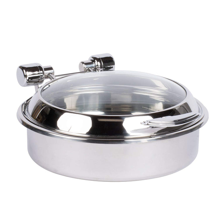 Chafer De Induccion Redondo con Tapa De Vidrio E Inserto