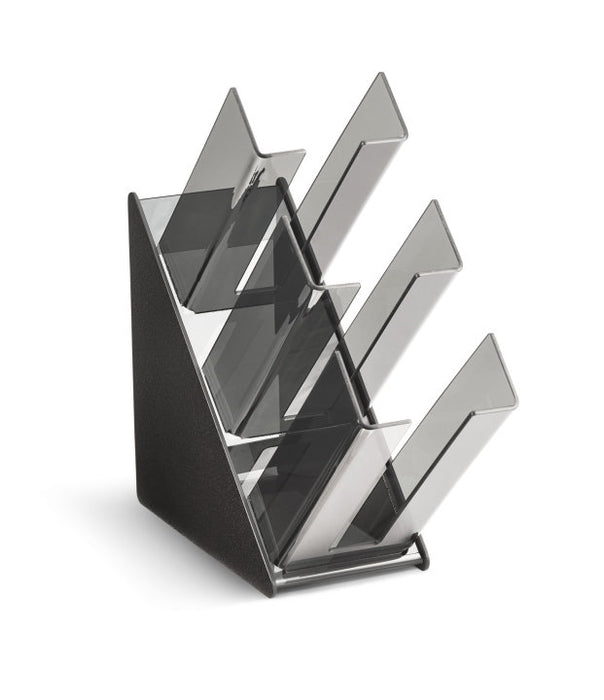 Organizador Inclinado P/Tapas y Vasos 3 Secciones 15.4x47.6x44.4cm Acrilico Ahumado Negro