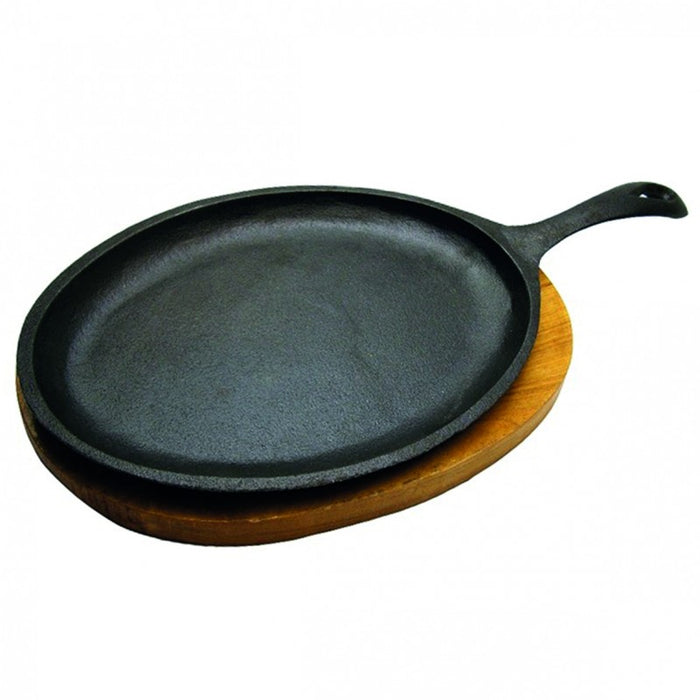 Plato Sarten Hierro Fundido Con Base De Madera