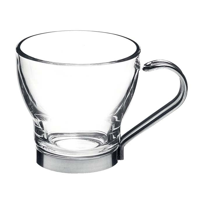 Taza Moka 3 3/4 Oz (89ml) Vidrio Templado con Asa de Acero Inoxidable Oslo