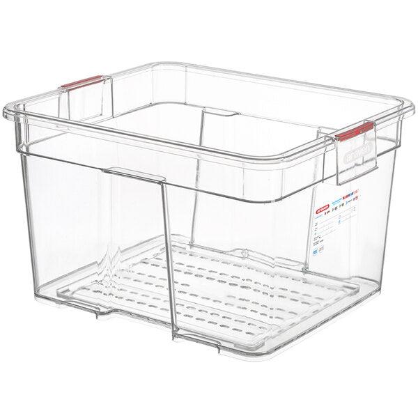 Contenedor GN 2/1 90 Lt 65 X 53 X 38 Cm Perforado Plastico Abs Transparente