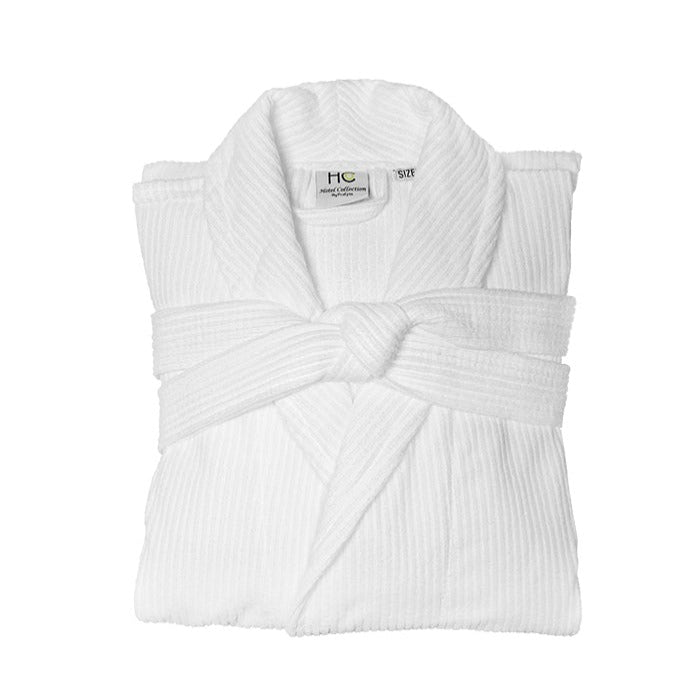 Bata De Bano Rayada Con Cuello