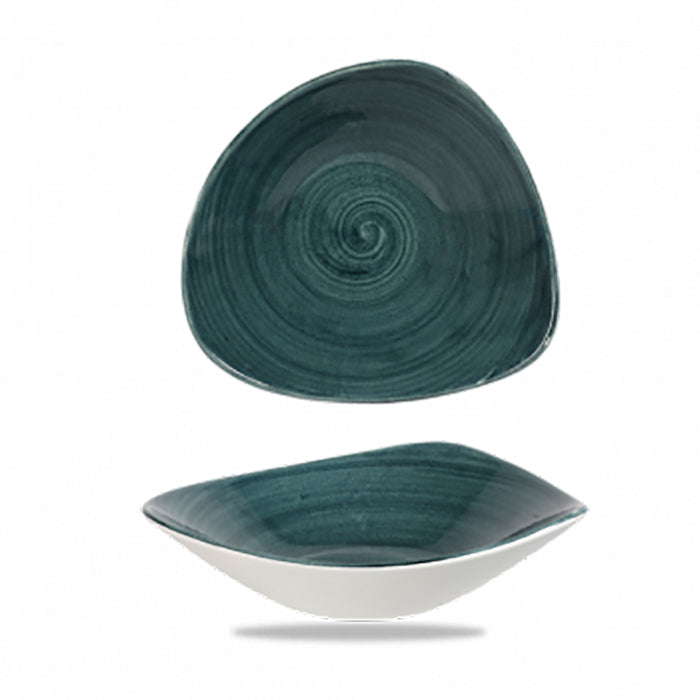 Bowl Triangular 15.3 cm Rustic Teal Stonecast Patina