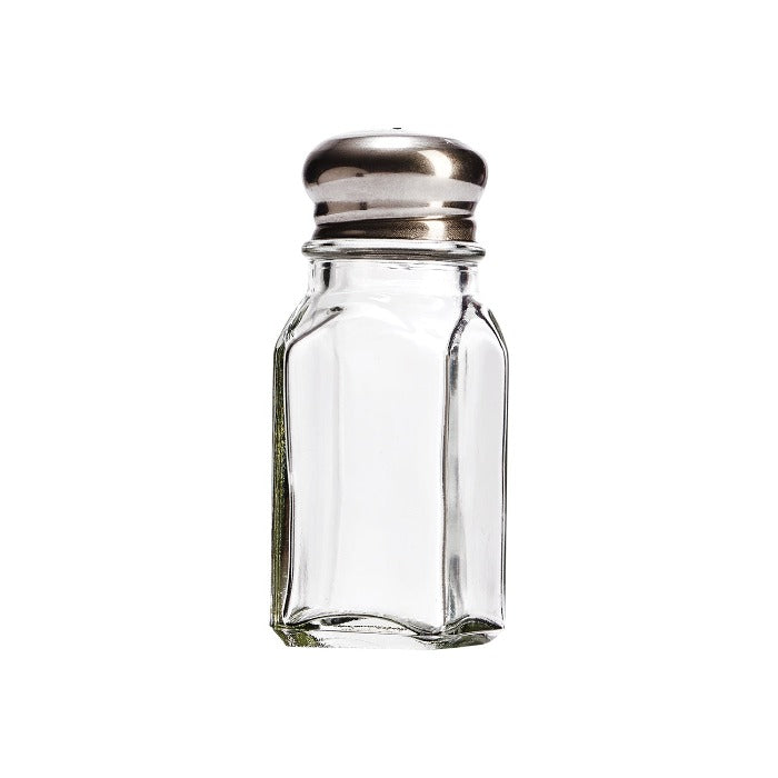 Salero Cuadrado De Vidrio 2 Oz (60ml) Tapa De Acero Inoxidable