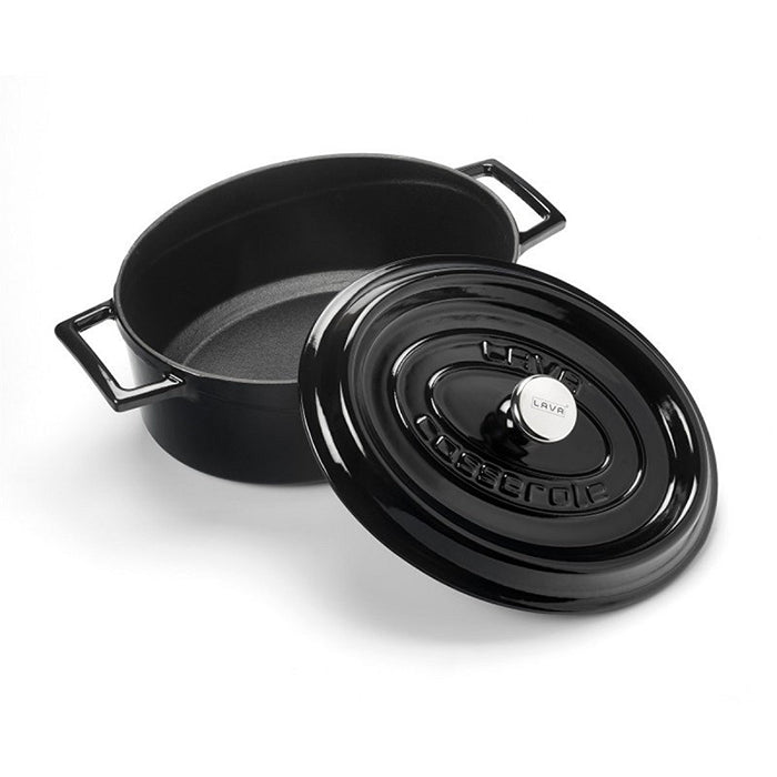 Cacerola Oval Mini C/Tapa 12 Oz (355ml) 12 X 6 X 9 Cm Hierro Fundido Negro