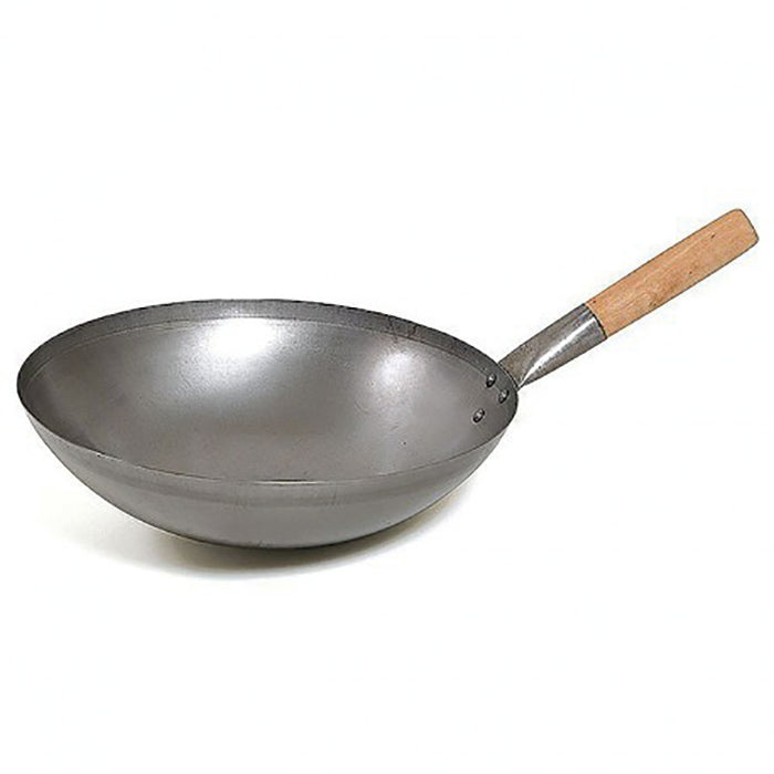 Wok 35 cm con Mango de Madera Chapa De Acero