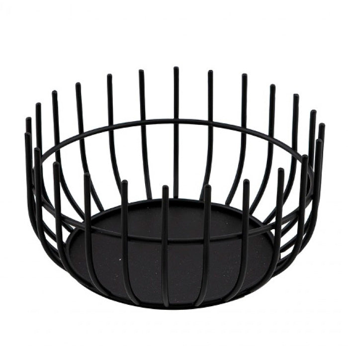 Panera Redonda 20 X 10 cm Metal Lacado Negro