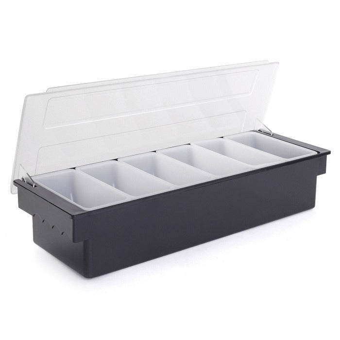 Caja Para Condimentos Con Tapa 6 Divisiones  Negro