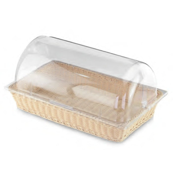 Canasta Rectangular con Domo Acrilico Tipo Mimbre Natural