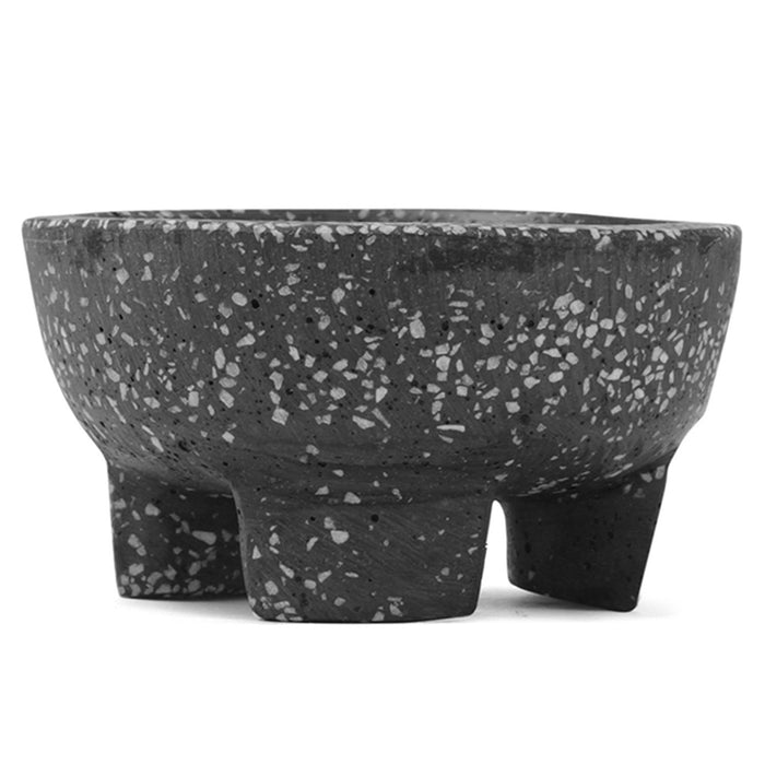 Molcajete Mediano 12 Cm Diametro X 6 Cm Altura Marmolina Negro/Blanco Mexicana
