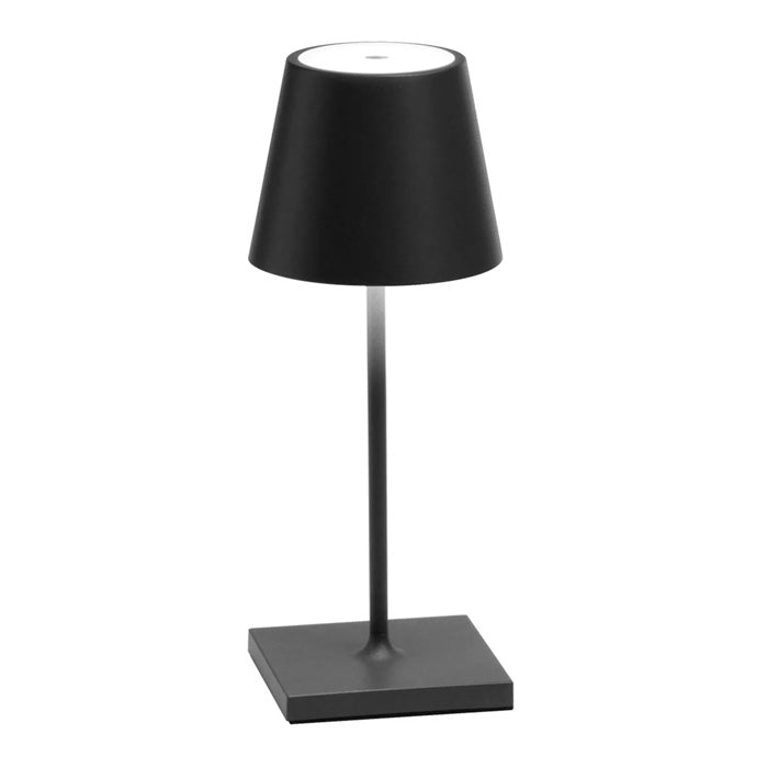 Lampara Para Mesa Luz Led Recargable Aluminio Fundido Negro Poldina